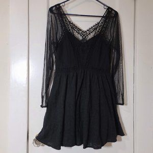 Free People Women's Black Lace Mini Dress 8